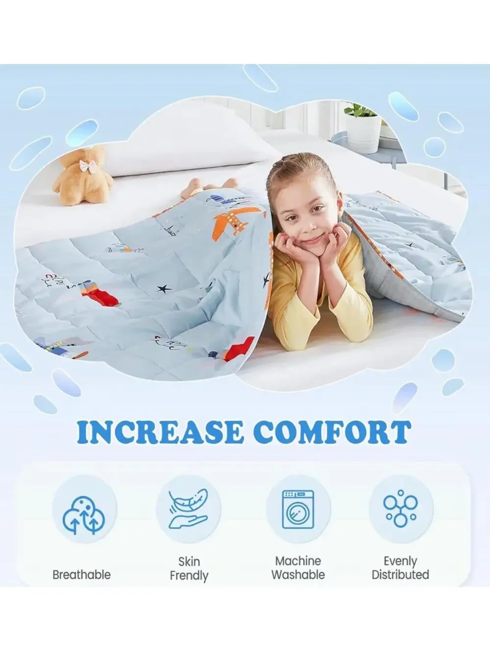 Weighted Blanket - Weighted Blanket 5 lbs Blue Airplane Heavy Blanket 36x48”